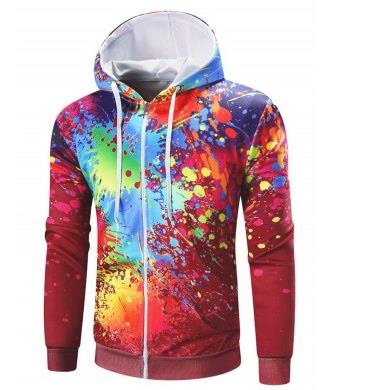 paint splatter zip up hoodie